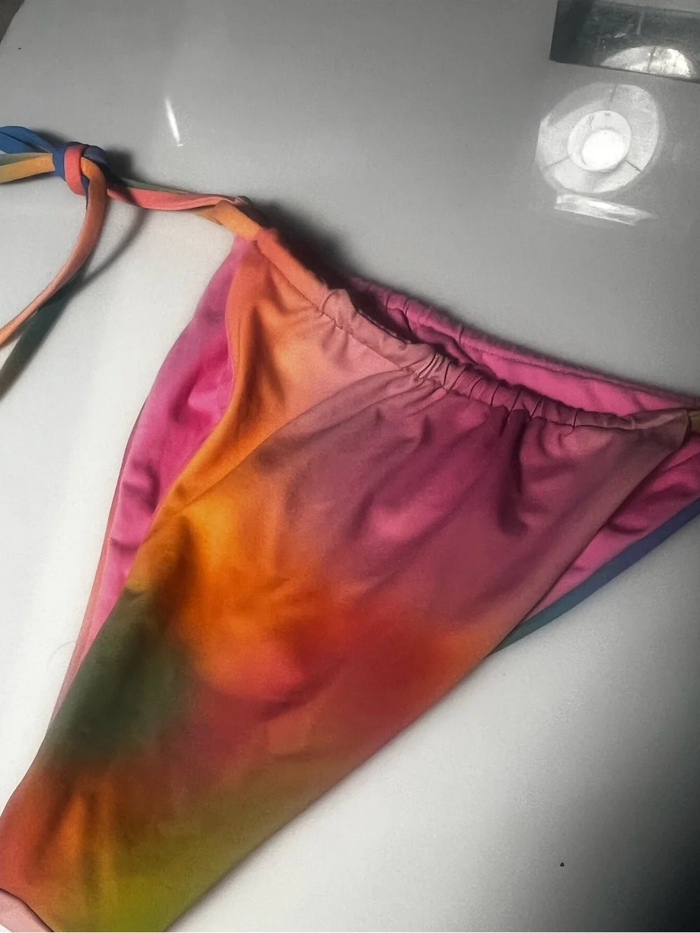 Frankie’s Bikini  Rainbow Ombre Tie-Side Bikini Bottom - Multicolor